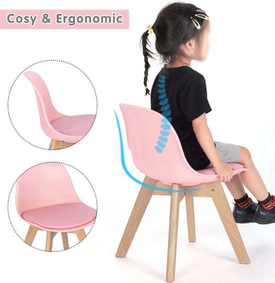 Bolt Edge Kinderstoel - Roze - Kinderfauteuil - Eetkamerstoel - Zithoogte 33cm