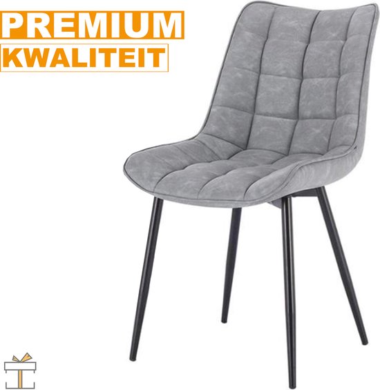 Happyment Luxe Eetkamerstoelen - Lichtgrijs - Fauteuils met armleuning - Woonkamerstoelen - Keukenstoelen - Kuipstoel - PU leer - Set van 2