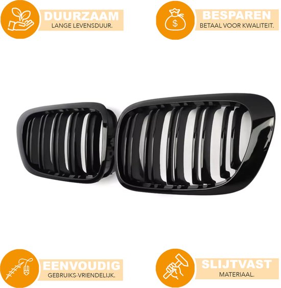 Voorbumper - Voor BMW E46 M3 2-Deur (1998-2004)- Dubbele Slat - Glanzend Zwart - Auto accessoires