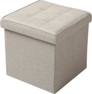 Bolt Edge Poef - Beige - Stof - Met opbergruimte - 50x35x45cm