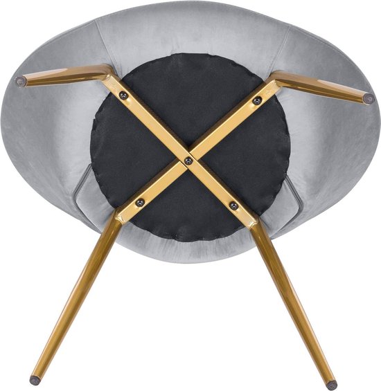 Luxe Velvet Stoel - Lichtgrijs - Eetkamerstoel - Met armleuning - Vergaderstoel - Gouden Metalen poten - Set van 1 - Zithoogte 47cm