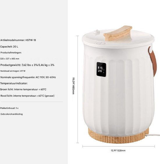 Handdoekverwarmer - Elektrisch Droger - Wit - Kinderslot - 20 Liter