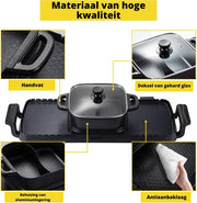 Happyment Elektrische BBQ Pan - Hotpot Electrisch - Koreaanse BBQ - Korean Grill - Party Pan - Anti Aanbak