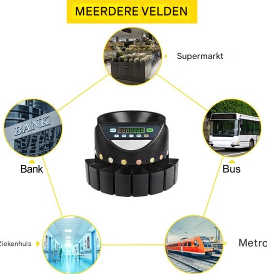 Geldtelmachines PRO - Muntsorteerder - Muntsorteermachine - Zwart - Munttelmachine - 300 Munten Per Minuut