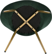 Luxe Velvet Stoel - Groen - Eetkamerstoel - Met armleuning - Vergaderstoel - Gouden Metalen poten - Set van 1 - Zithoogte 47cm