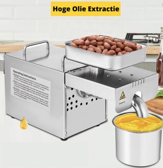 Happyment Oliepers Machine - Olie Persmachine - Zonnebloemolie - Amandelmolen - Notenpers - Notenmolen - Notenmaler - 460W