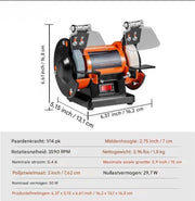 Happyment Polijstmachine - Bank Buffer - Werkbank - Geschikt Voor 3590rpm