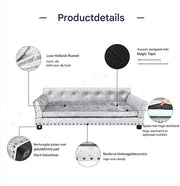 Hondenbank Princesso Fioren - 93cm - Hondenbed - Hondensofa op poten - Hondenzetel - Comfort en zacht - Afneembaar kussen - Zacht