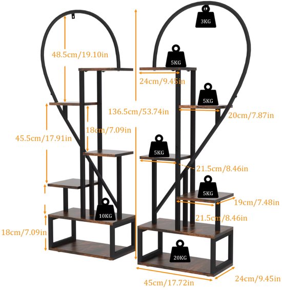 Plantenstandaard hart - Voor Tuin of woonkamer - Plantenrek - Plantentafel