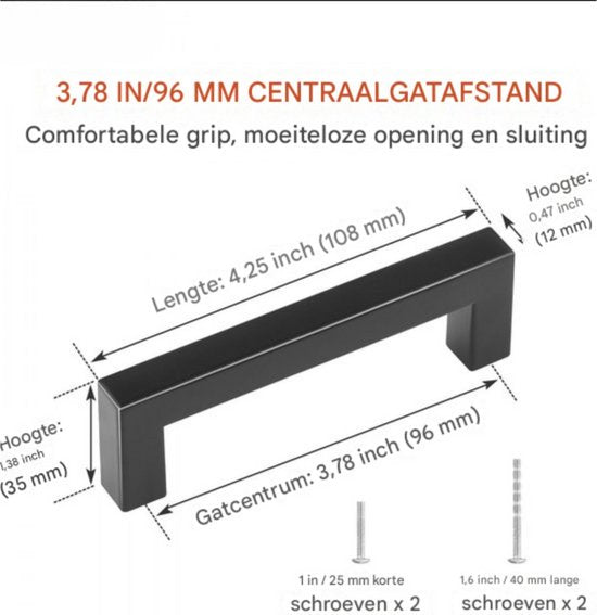 Meubelgrepen - Handgreep - Keukengreep - Kastgreep - Set van 30 - RVS - 108x12x35 mm - Handgrepen voor Lades & Deuren