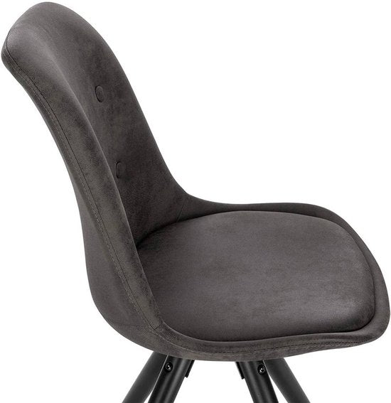Happyment Bezoekersstoel Cozi - Eetkamerstoel - Antraciet stof - Houten poten - Set van 2 - Zithoogte 46 cm - Deluxe