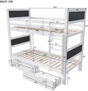 Luxe hoogslaper voor kinderen - 90x200 cm - 2 Kinderbedden - stapelbed - Met Hoektrap, valbeveiliging en raam - Peuterbed