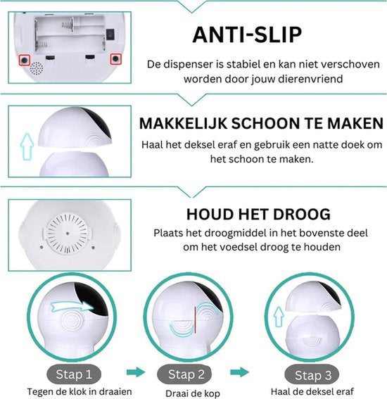 Bolt Edge Automatische Voerbak voor Katten - Elektrische Kattenbak - Cat Feeder - Wit