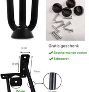 Haarspeld Tafelpoten 41cm - Set van 4 - Industrieel Zwart Staal - Voor Bijzettafel, Bank & DIY Meubels