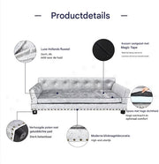 Hondenbank Princesso - 93cm - Hondenbed - Hondensofa op poten - Hondenzetel - Comfort en zacht - Afneembaar kussen - Zacht