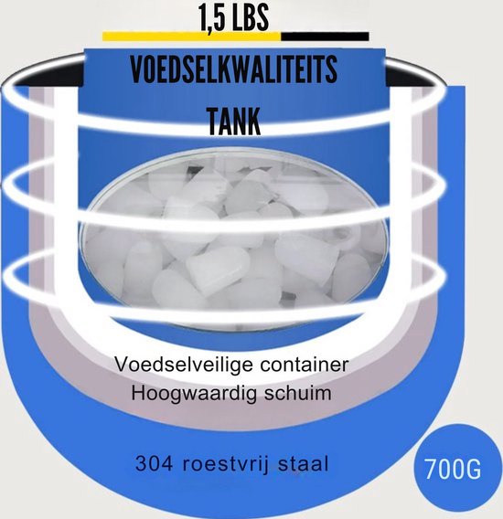 Professionele ijsblokjesmaker - 12KG - Grijs - 12L - Compact ontwerp