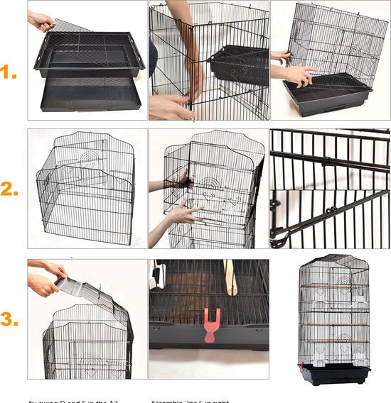Happyment® Vogelkooi voor binnen en buiten - Met voerbakken - Voliere - Met standaard - Black friday - Sinterklaas - Kerstcadeau - 92x34x44 cm