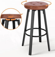 Barkruk - Bruin - Met rugleuning - Ergonomisch - Zithoogte 60-82cm - Set van 2