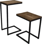 Happyment Luxe Bijzettafel XL - Laptoptafel hout - Keukentafel bar - Ontbijt - Bed - Vierkant - Zwart - 31x40x48cm