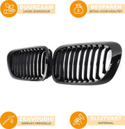Voorbumper grille deluxe - Voor BMW E46 (1999-2003) 320i/323i/325i/328i/M3 (2000-2007) - Gloss Black - Racing Grills - Auto accessoires