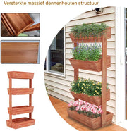 Tuinbed voor binnen en buiten - 4 lagen - Houten moestuin - Plantenbak - Tuibak voor bloemen - Tuinieren - 140x65cm