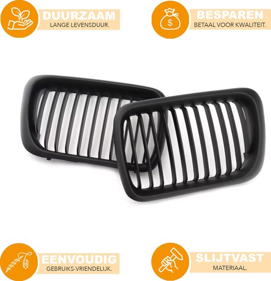 Voorgrille Obsidian - Voorbumper grille - Voor BMW M3 E36 3 Serie Coupe/Sedan (1997-1999) - Matzwart - Auto accessoires