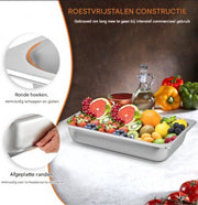 Warmhoudbakken 6 stuks - 13L - Voedselverwarmer - Luxe Stoomtafelpan - Roestvrij Staal - Chafing dish - voor Buffetwarmer - Warmhoudschalen