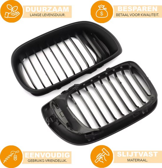 Voorbumper Grille Velaro - Matzwarte Roosters - Voor BMW 3 Serie E46 325i/330i 4-Deurs (2002-2005) - Auto accessoires