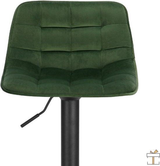 Bolt Edge Velvet Barkrukken - Groen - Ergonomisch - Zithoogte 59-81cm - Met rugleuning - Set van 2