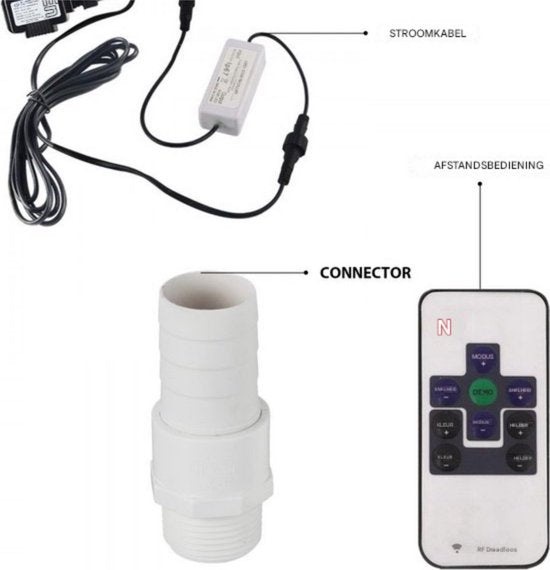 Zwembad fontein milano - 122 cm - RGB LED verlichting - Waterval - RVS - Met Connector Slang Klem PTFE Tape