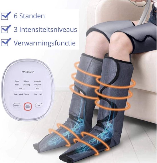 Happyment Voetmassage Apparaat en Beenmassage - Compressie Massage Elektrisch - 6 Verschillende Standen - Verbetert de Bloedsomloop