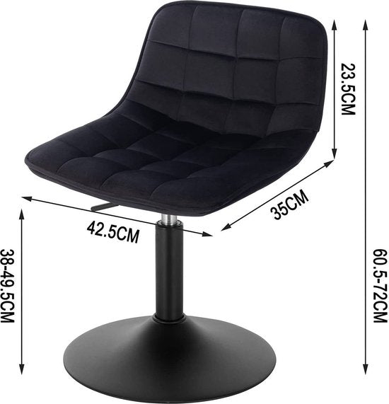 Barkruk - Zwart - Velvet - Verstelbaar - Industrial stijl - Set van 1