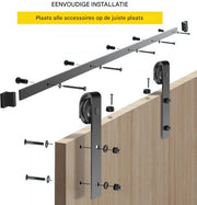 Schuifdeursystemen - 396cm - Schuifdeur rails - Schuifdeursysteem - Railsysteem - Koolstofstaal Staldeurkit