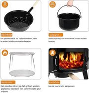Hongaarse goulash ketel met deksel - 21L - Heksenketel driepoot - Sudderpot - Stoofoven