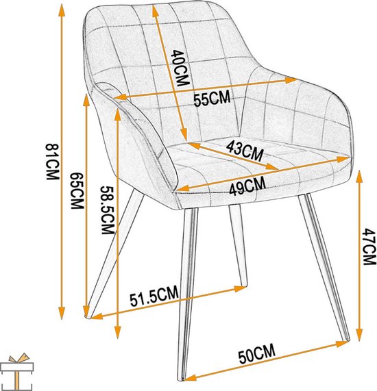 Eetkamerstoel Velvet - Zwart - Fauteuil - Met Armleuning - Woonkamerstoel