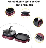 Happyment Hotpot Electrisch - Chinese Fondue - Hotpot Pan - Kookpot - 2 Vaks - Inclusief Grill