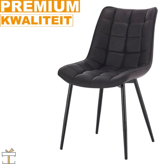 Happyment Luxe Eetkamerstoelen - Donkergrijs - Fauteuils met armleuning - Woonkamerstoelen - Keukenstoelen - Kuipstoel - PU leer - Set van 2