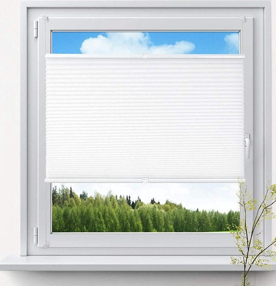Happyment Luxe Jaloezieën - Rolgordijn Wit - 85x220cm - Isolerend - Zonder boren - Polyester