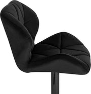 Barkruk Comfy Zwart - Met rugleuning - Stevig- Velvet - Set van 1 - Keuken - Barstoelen ergonomisch - Verstelbaar in hoogte - Zithoogte 60-82cm