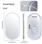 Ovale LED Badkamerspiegel - Met verlichting - 50x80cm - Voor Badkamer - Wandmontage - Dimbaar licht