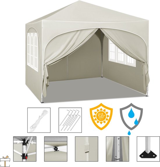 Bolt Edge Partytent - Beige - Easy up - Opvouwbaar - Waterdicht - 3x3m