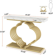 Console tafel Cloudy - Goud - Wandtafel - Sidetafel - Dressoir - Hout- Haltafel - Woonkamer of hal - 100cm