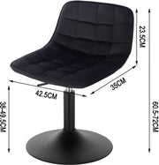 Barkruk Witta Industrial Zwart - Barkrukken set van 1 - Barstoel Kruk - Barstoelen met rugleuning - Keukenstoel - In hoogte verstelbaar - Velvet