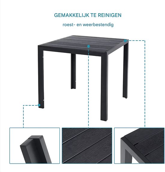 Tuinset met tuinstoelen - Tuintafel - 4 personns - Balkonset - 5-delige tuinemubelen - Aluminium - Zwart - Klapstoelen
