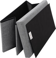 Collox Voetenbankje - Voetenkrukje - Opslagbankje - Poef - Bankje - Opbergdoos - Met afneembare deksel - Zitting gestoffeerd - Opvouwbaar - Donker grijs - 76x38x38 cm - Capaciteit 80 L