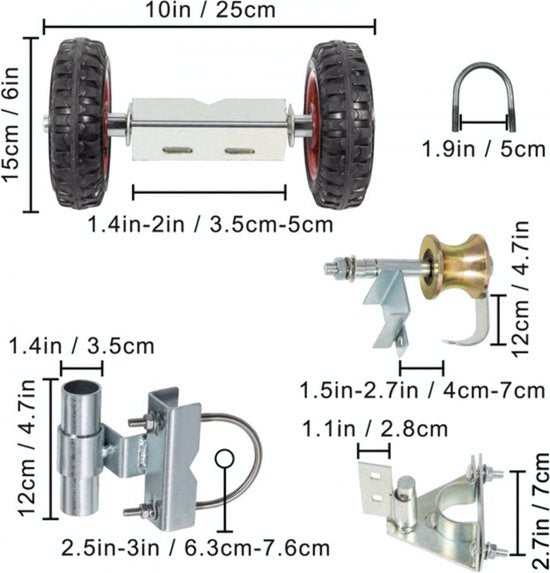 Rolpoort Set - Tuinpoort - Schuifdeur Mechanisme - 18x31x30cm - 14kg - Staal