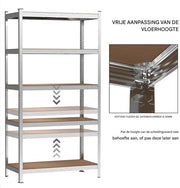 Garageplanken Quorin - 5-Tier Verstelbare Metalen Opbergplank - Racking Unit voor Loods 200x100x50cm, 875kg Capaciteit