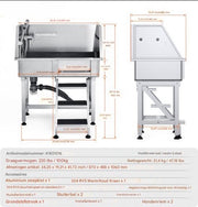 Professionele Hondenverzorgingskuip - Honenbad- RVS - Dierenbad - Max. 100kg Hondenwassysteem