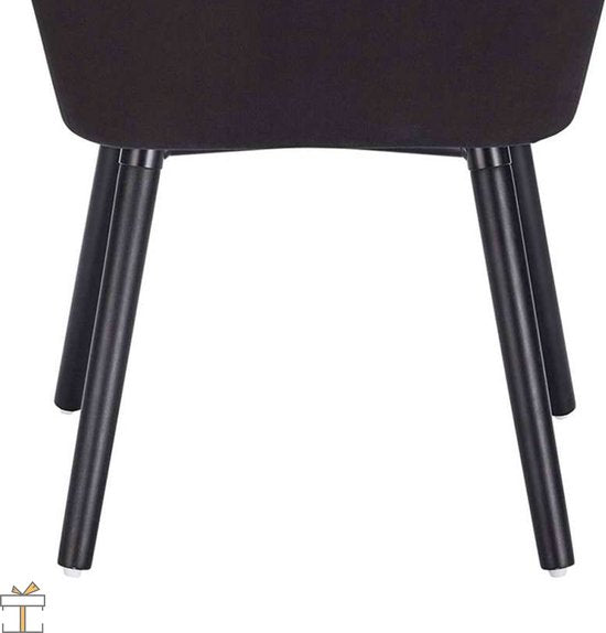 Eetkamerstoelen Zwart Deluxe - Set van 4 - Woonkamerstoelen met rugleuning - Keukenstoelen - Fauteuil - Kuipstoel - Fluweel