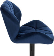 Barkruk Comfy Blauw - Met rugleuning - Stevig- Velvet - Set van 1 - Keuken - Barstoelen ergonomisch - Verstelbaar in hoogte - Zithoogte 60-82cm